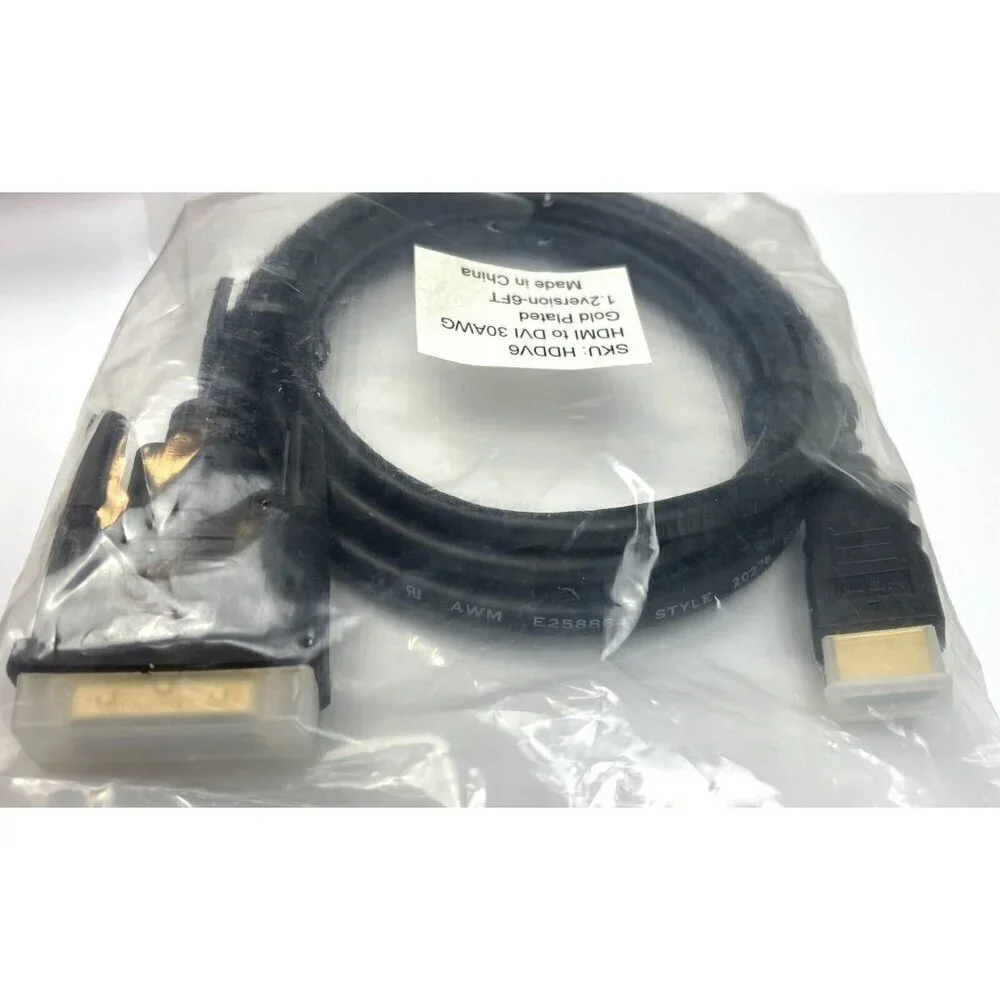 6' Black HDMI to DVI Gold Plated CABLE Cord 30AWG 1.2 Version HDDV6 NIP NEW